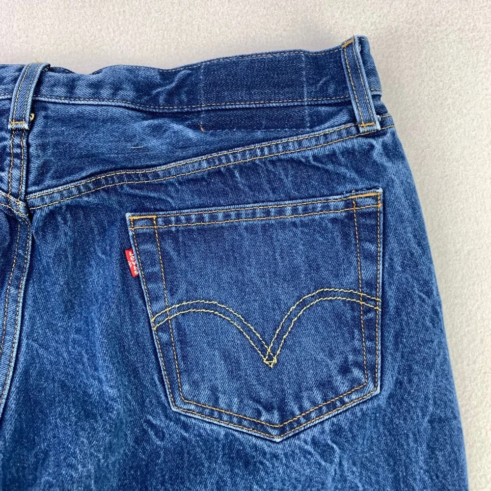 Levi's Jeans 501 Mens 34x32 Blue Straight Leg Cut Off Denim Button Fly Workwear